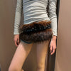 Wide faux fur belt women punk western waist chain 1
