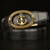Men’s Leather Belt with Anchor Buckle Western Nautical Style