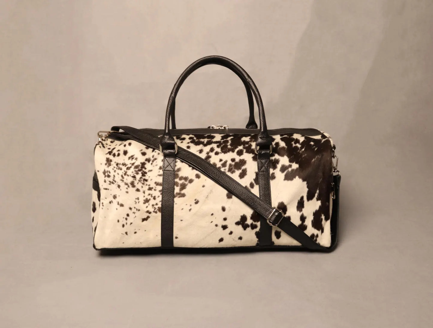 Western Cowhide Luggage Bag Black White