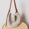 Woven Summer Shoulder Beach Bag with Leather Base