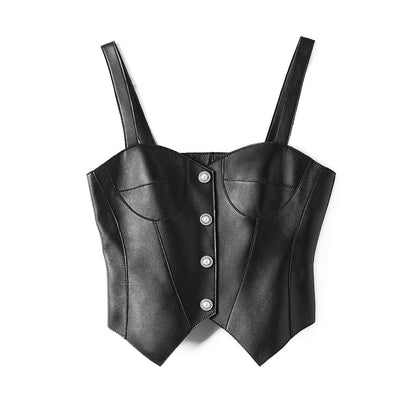 Brown Leather Slimming Vest For Women Slim Waist Suspender