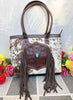 Cowhide Tooled Leather Handbag Fringe