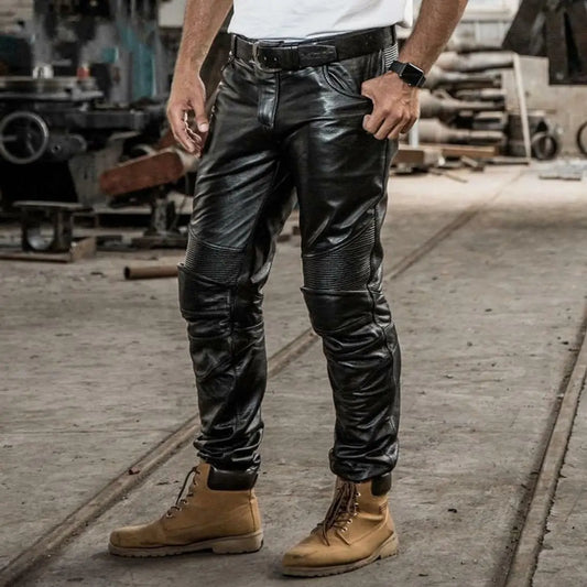 Real Leather Men's Biker Pants