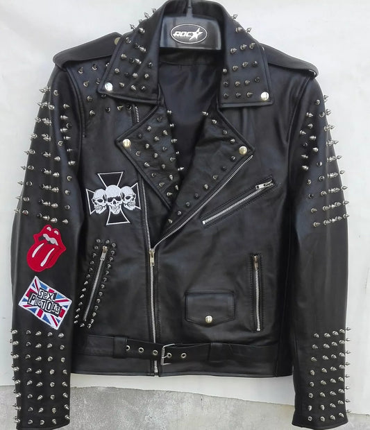 Rebel Punk Studded Leather Jacket Men's