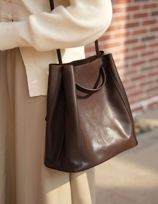Women Retro Leather Bucket Purse