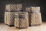 Large Decorative Woven Beaded Bamboo Basket Set