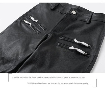 Women Skinny Leather Pants with Zippers