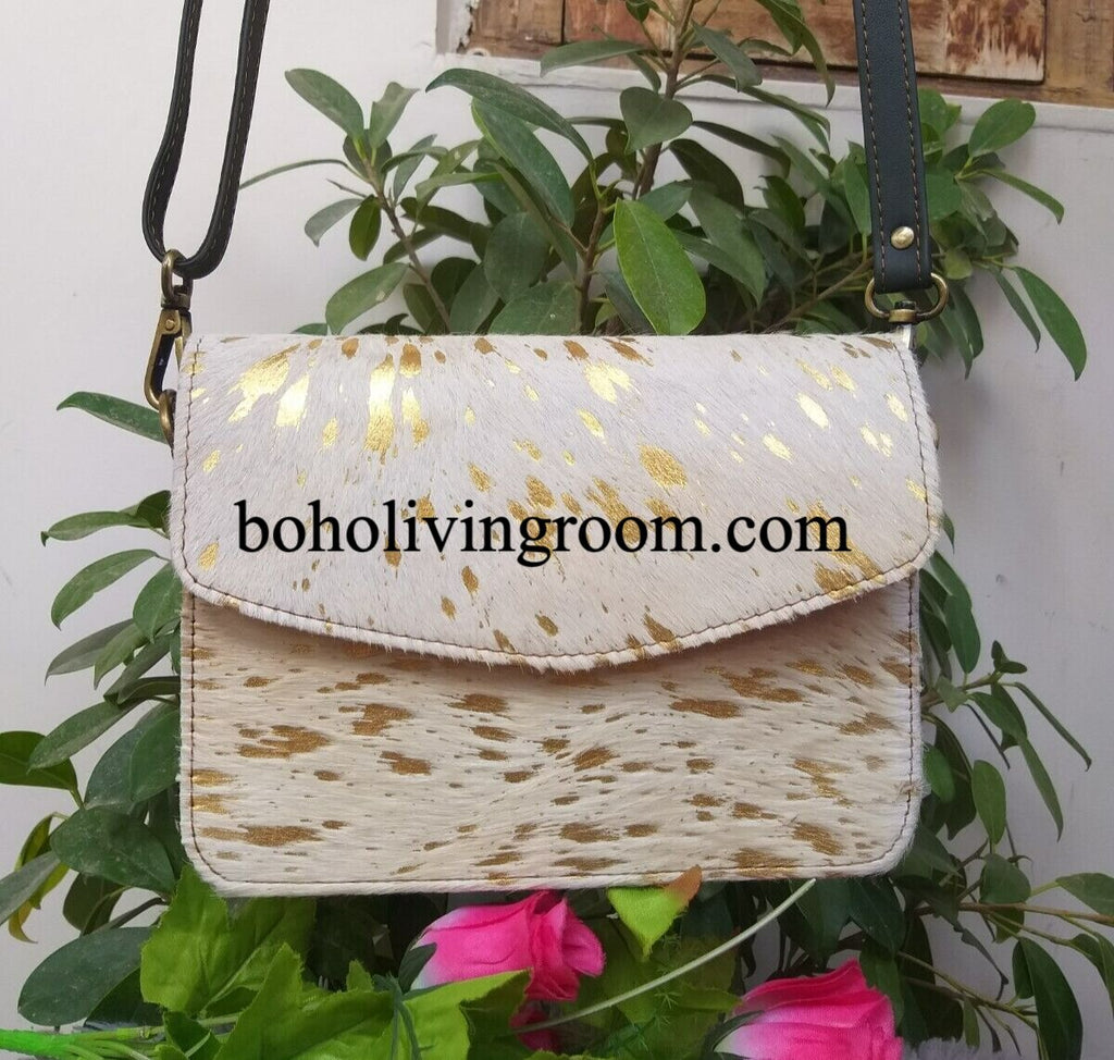 Gold Metallic Cowhide Purse