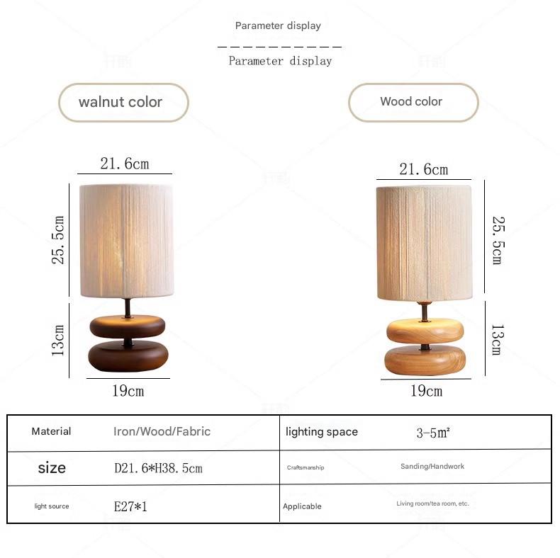 Wabi-sabi Solid Wood Table Lamp with Fabric Lampshade