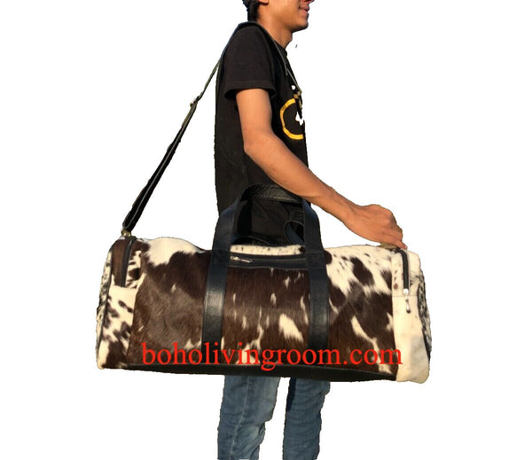 large cowhide duffle luggage bag 