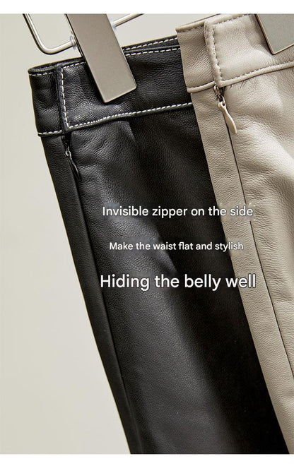 High Rise Leather Elephant Style Pants Straight Leg Midi Culotte