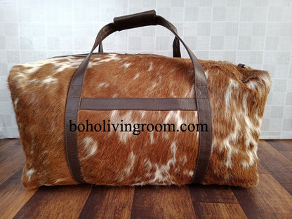 Exotic Brown Cowhide Holdall Bag