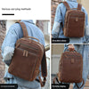 Men’s Leather Backpack with Trolley Sleeve 15.6-Inch Laptop