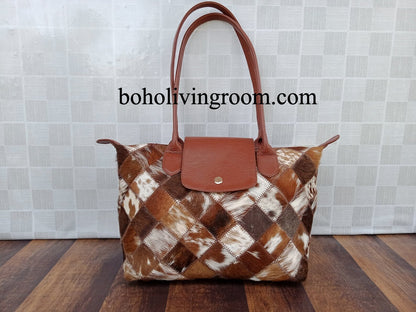 Exotic Tricolor Cowhide Tote Bag