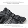 Women Leather Shorts High Waist Wide Leg Pleated Lace-Up
