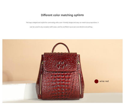 Women’s Designer Genuine Leather Crocodile Pattern Backpack