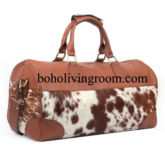 Discover elegance with a cow fur overnight bag, your essential travel accessory for luxurious adventures.