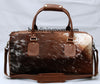 Cowhide Weekender Bag Dark Brown Black