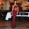Burgundy lace hollow out slim fit maxi dress 1 S