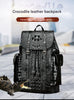 Men genuine crocodile leather backpack