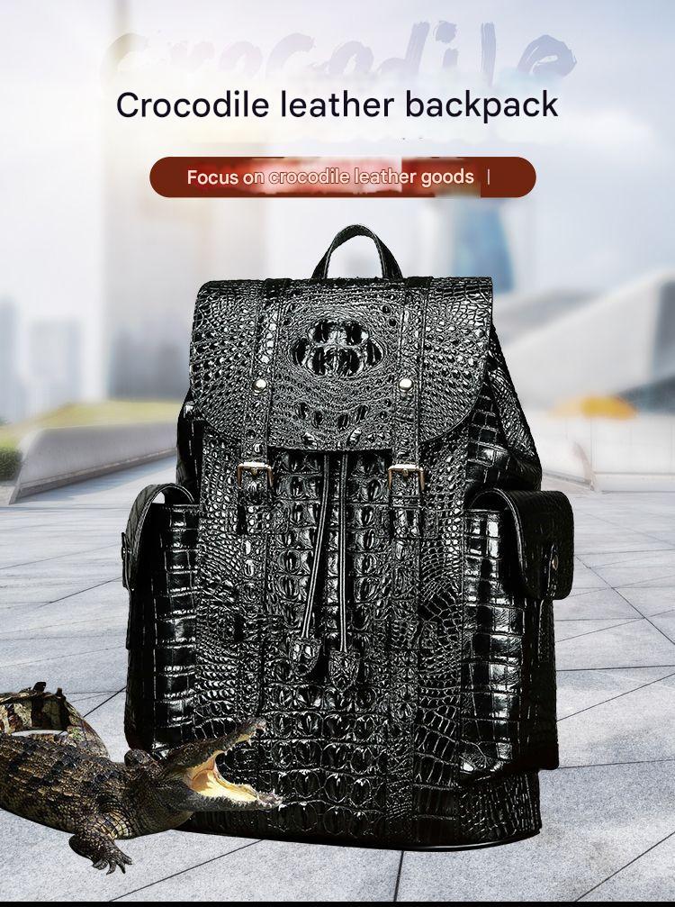 Men genuine crocodile leather backpack