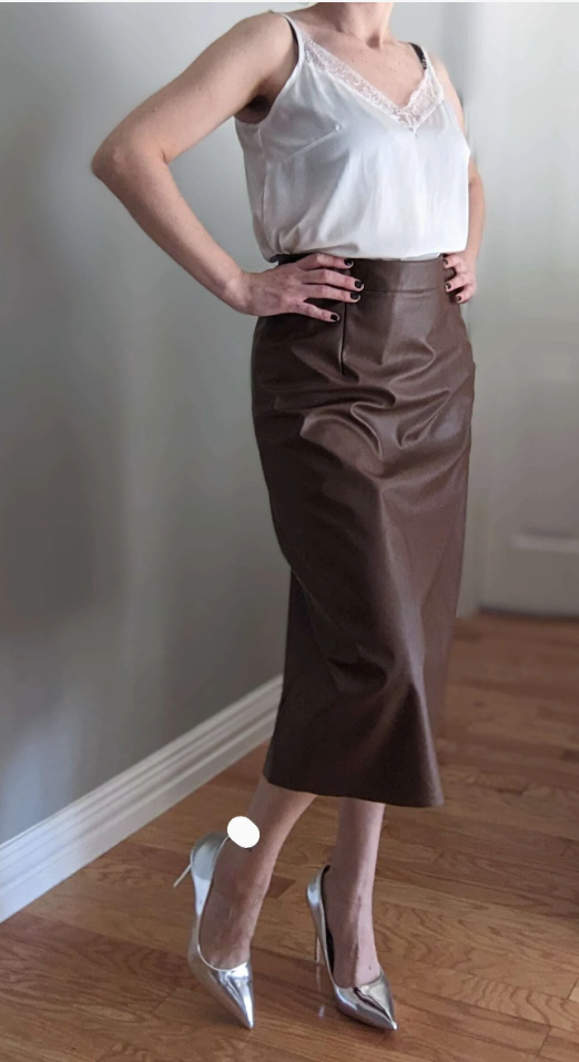 Imitation Leather Brown Skirt Tall