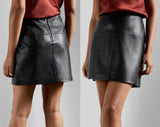 Black Leather Mini Skirt With Zipper Back
