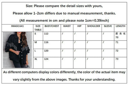 Women Denim Jacket with Chain Rivet Fringe