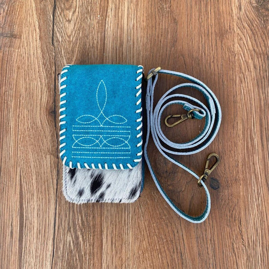 Cowhide Sling Bag With Embroidered Suede