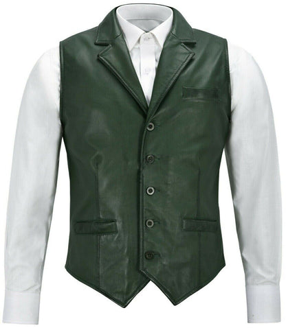 Green Sheepskin Genuine Leather Vest