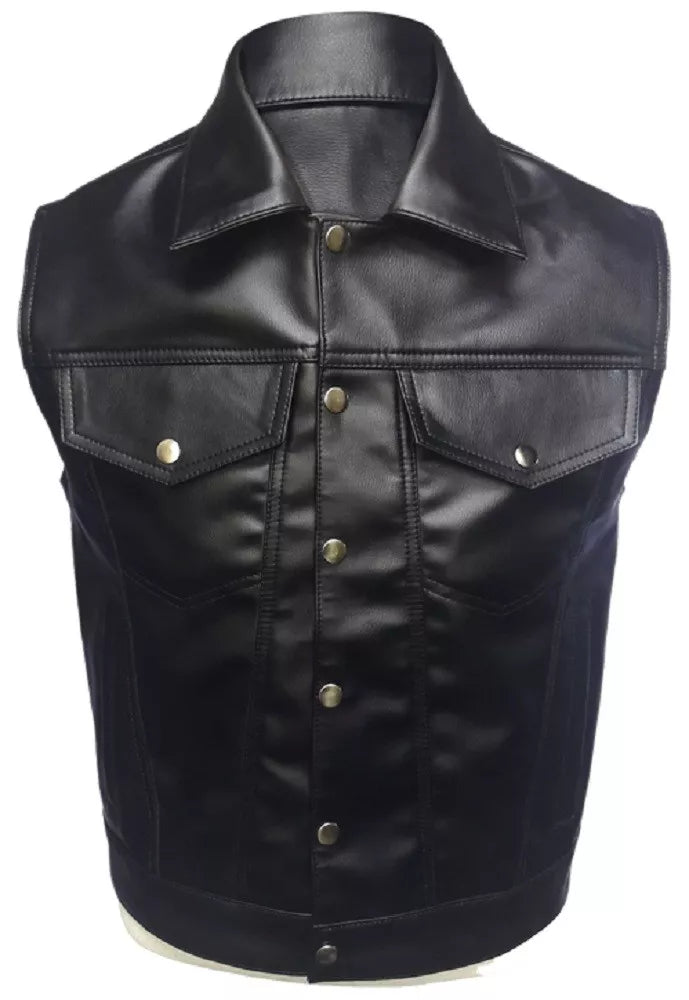 leather motorcycle vest waistcoat