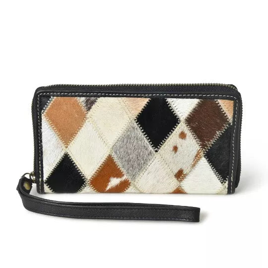 Cowhide Patchwork Clutch Bag