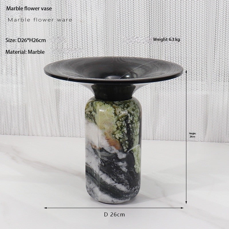 Natural Marble Round Flower Vase Modern Hotel & Home Table Decoration