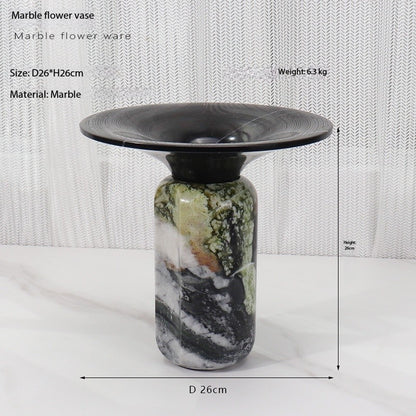 Natural Marble Round Flower Vase Modern Hotel & Home Table Decoration