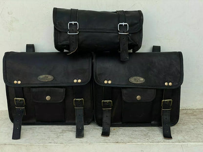 black leather bike panniers