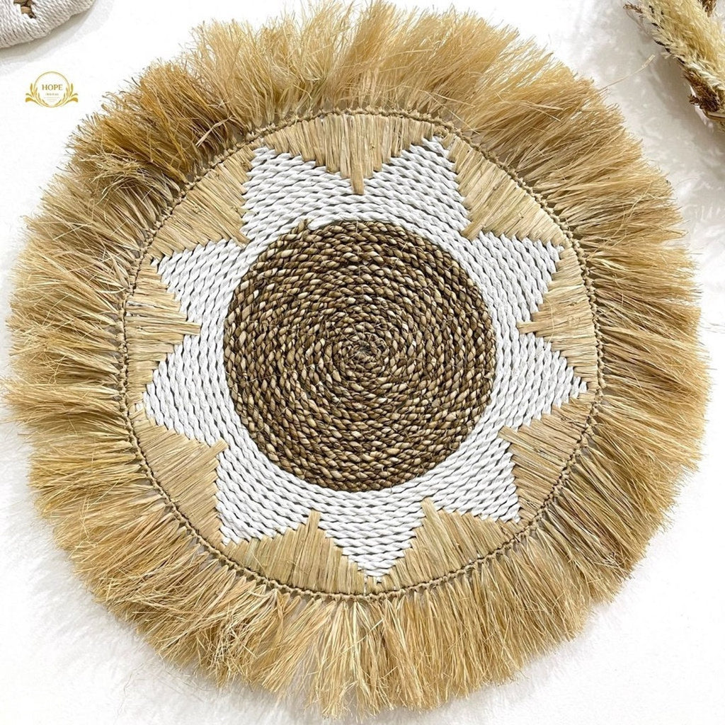 Natural White Wall Decor Seagrass Raffia