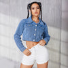 Women Drop shoulder cropped jean denim jacket