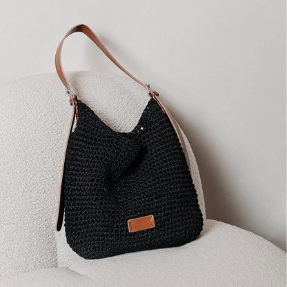 Black Woven Armpit Shoulder Purse Bag