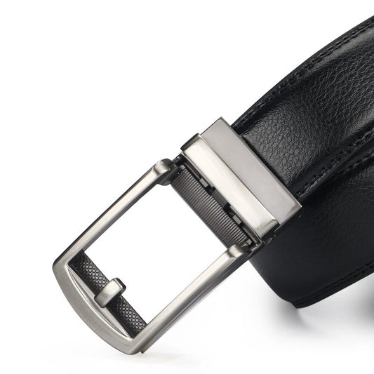 Sleek Black Leather Belt for Men Modern Buckle Design