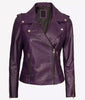 Women's Genuine Purple Leather Biker Jacket