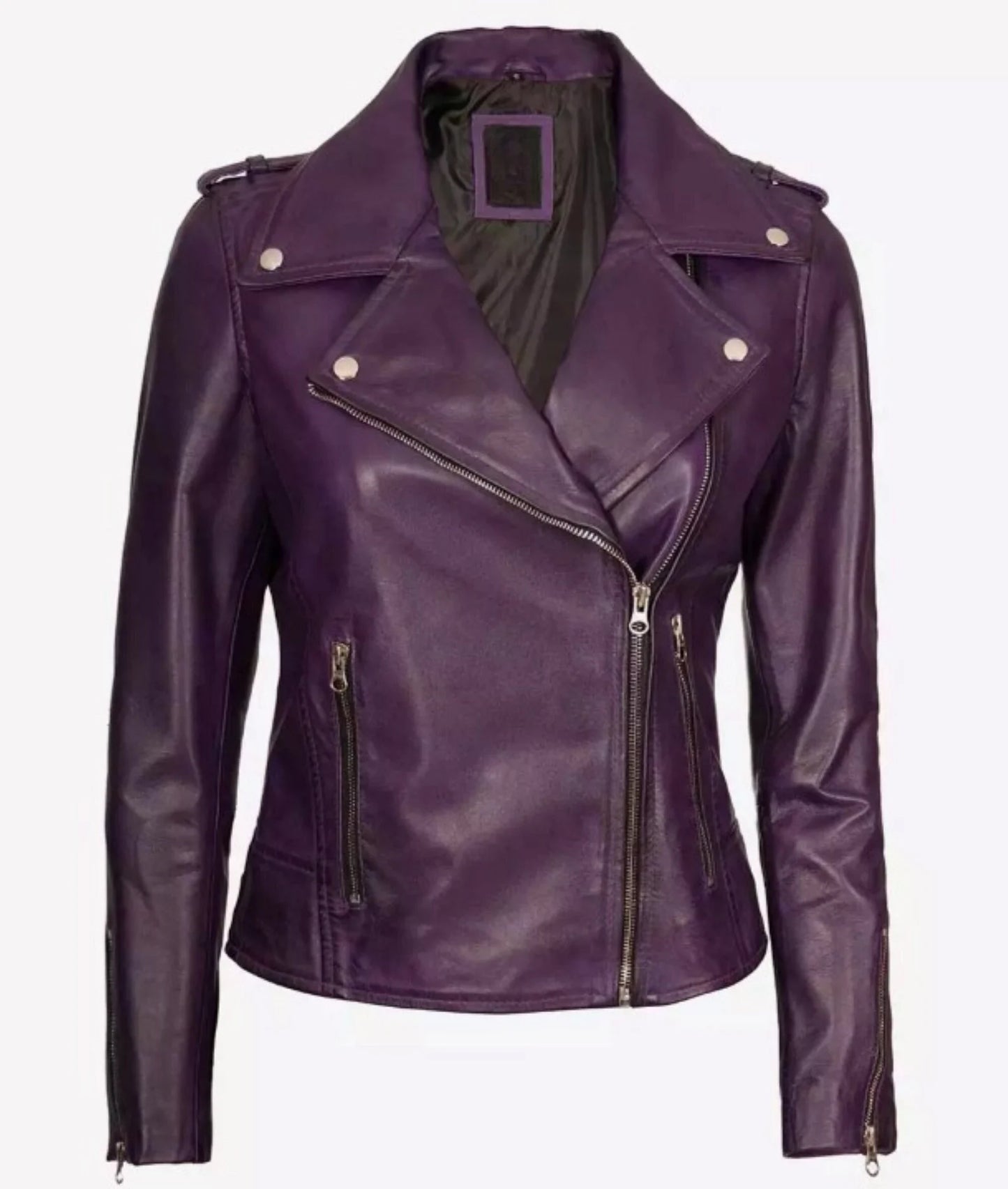 Women's Genuine Purple Leather Biker Jacket