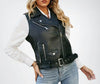 Biker Black leather vest for women