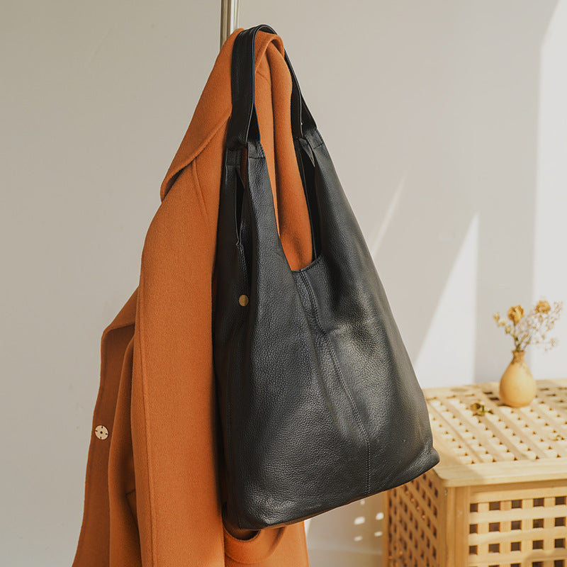 Genuine Leather Office Tote Handbag with Large Capacity