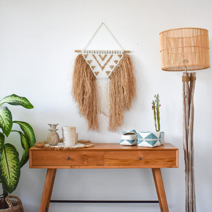 Raffia and Macrame Wall Hanging Living Room Decor