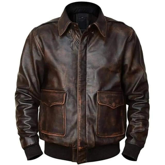 Men's Handmade Leather Waxed Brown Jacket