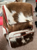 Brown White Cowhide Fur Backpack