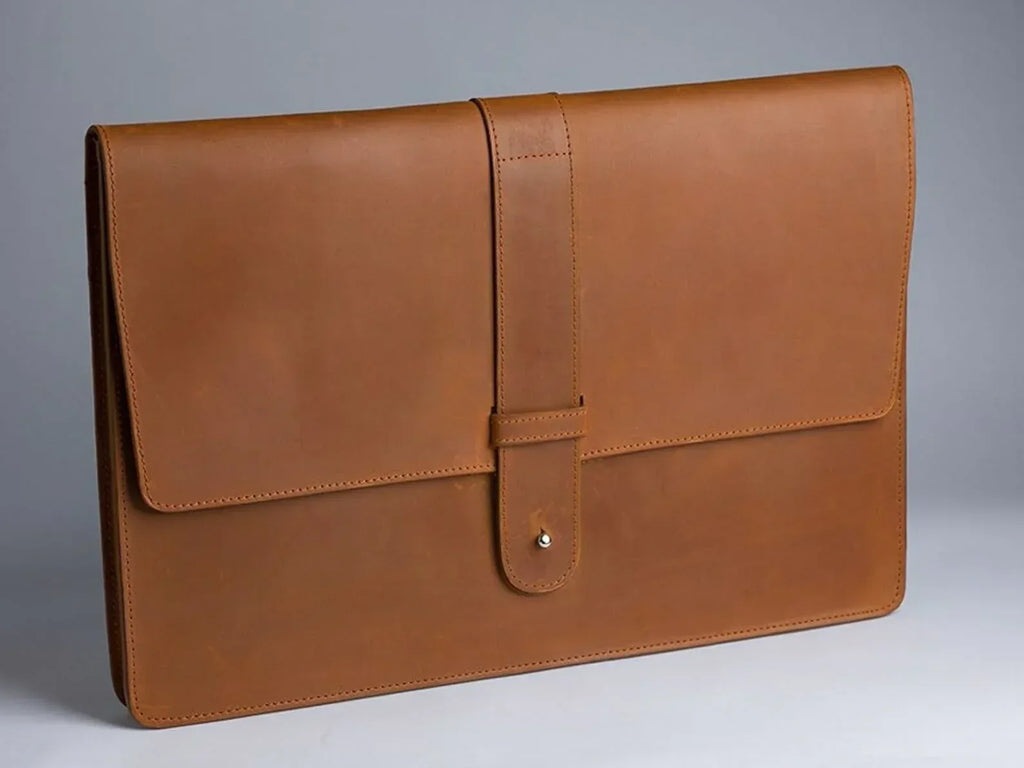 Real Genuine Leather Envelope Case Cover For Laptop Brown