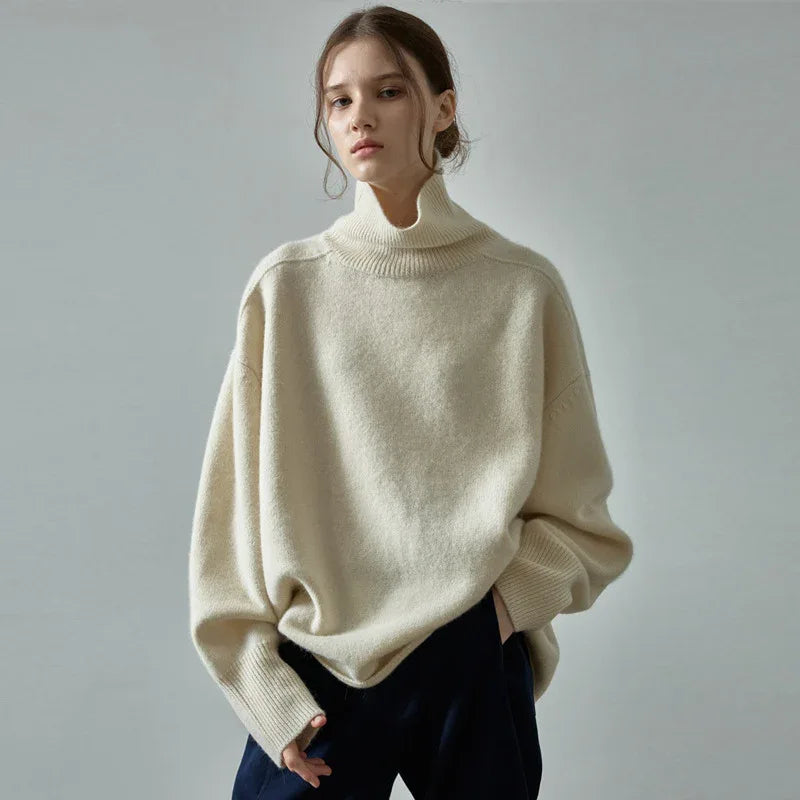 Low classic oversized high neck wool sweater 1 S