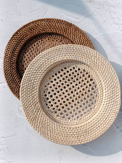 Set of Rattan Charger Decorative Plates