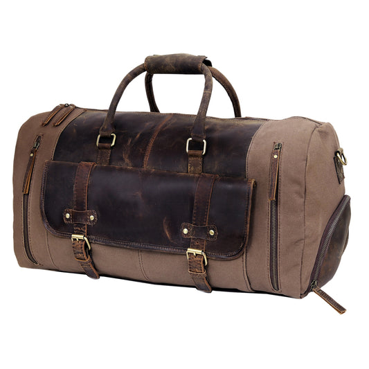Canvas Leather Duffle Travel Bag